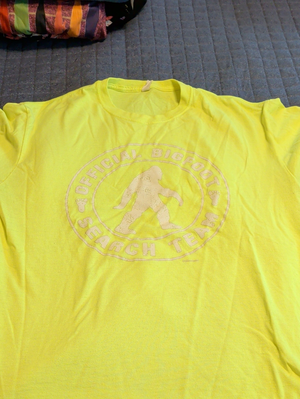 Men's Neon Yellow 'Official Bigfoot Search Team' Short Sleeve Tee